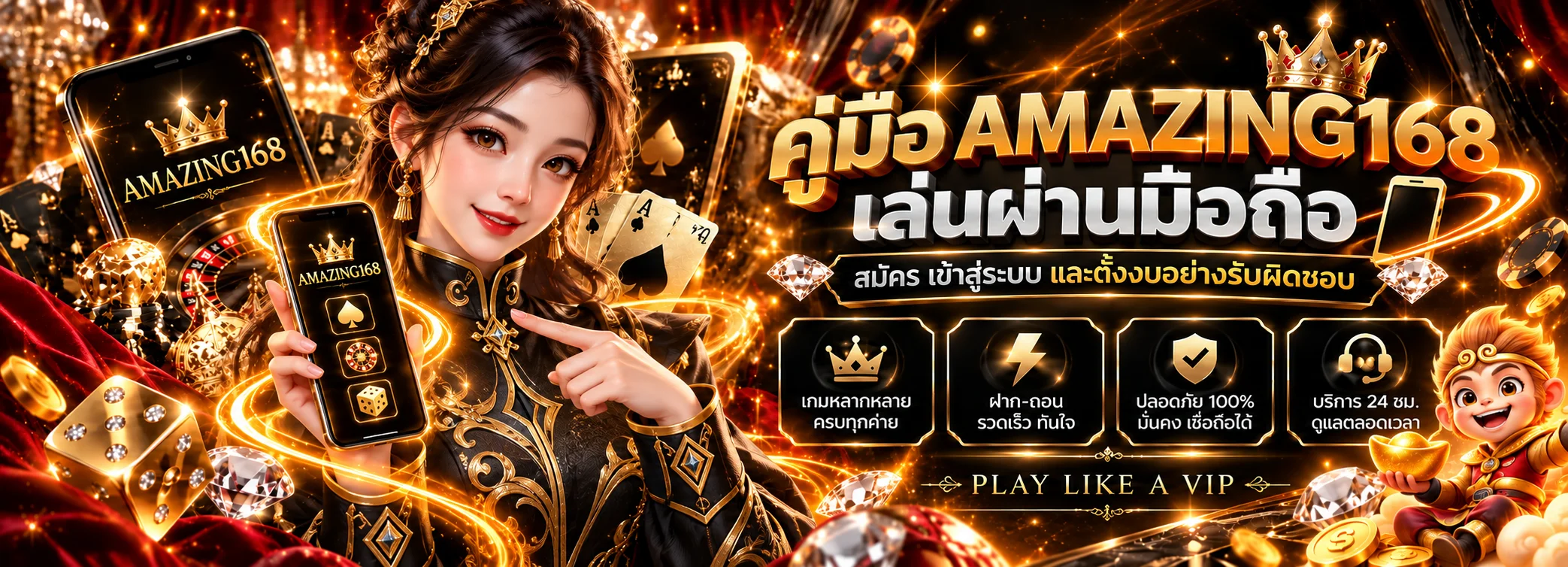 AMAZING168 เล่นผ่านมือถือ คู่มือสมัครและล็อกอิน